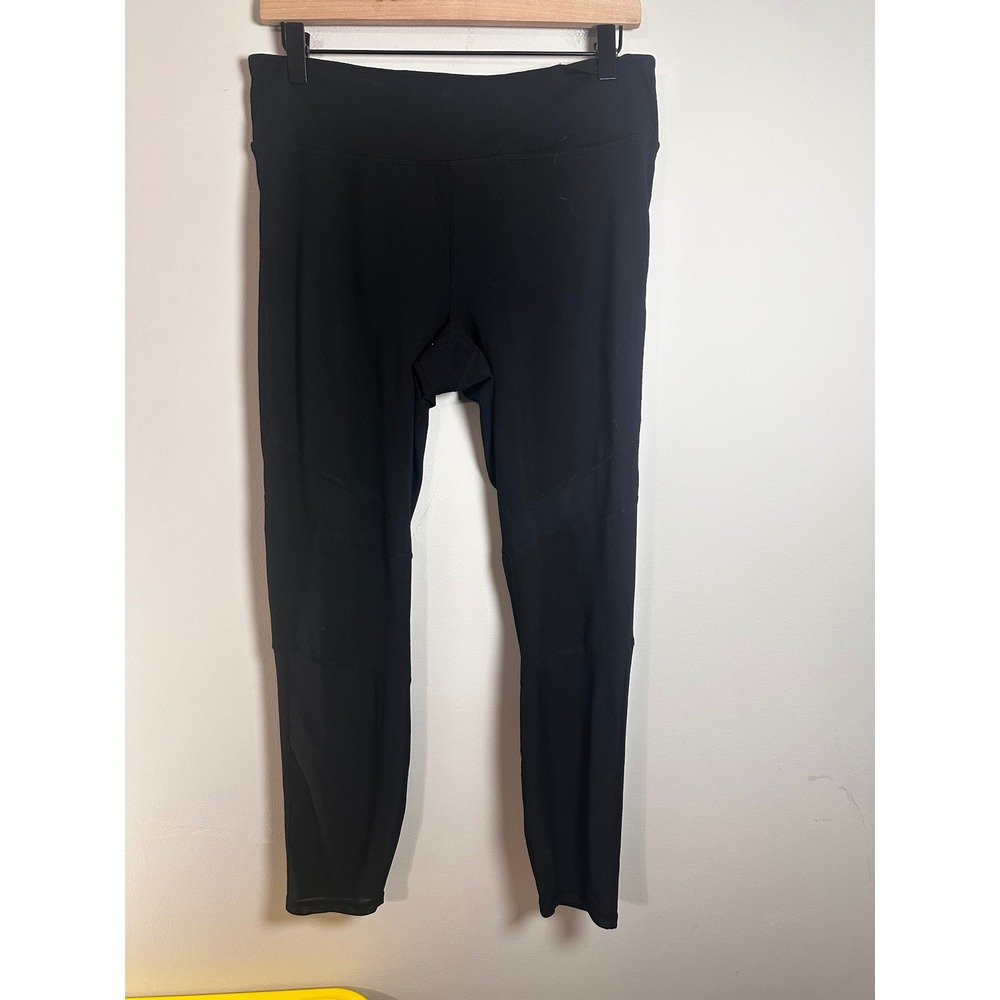 Gaiam Womens Black Mesh‎ Panel High Rise Yoga Leggings Activewear Large